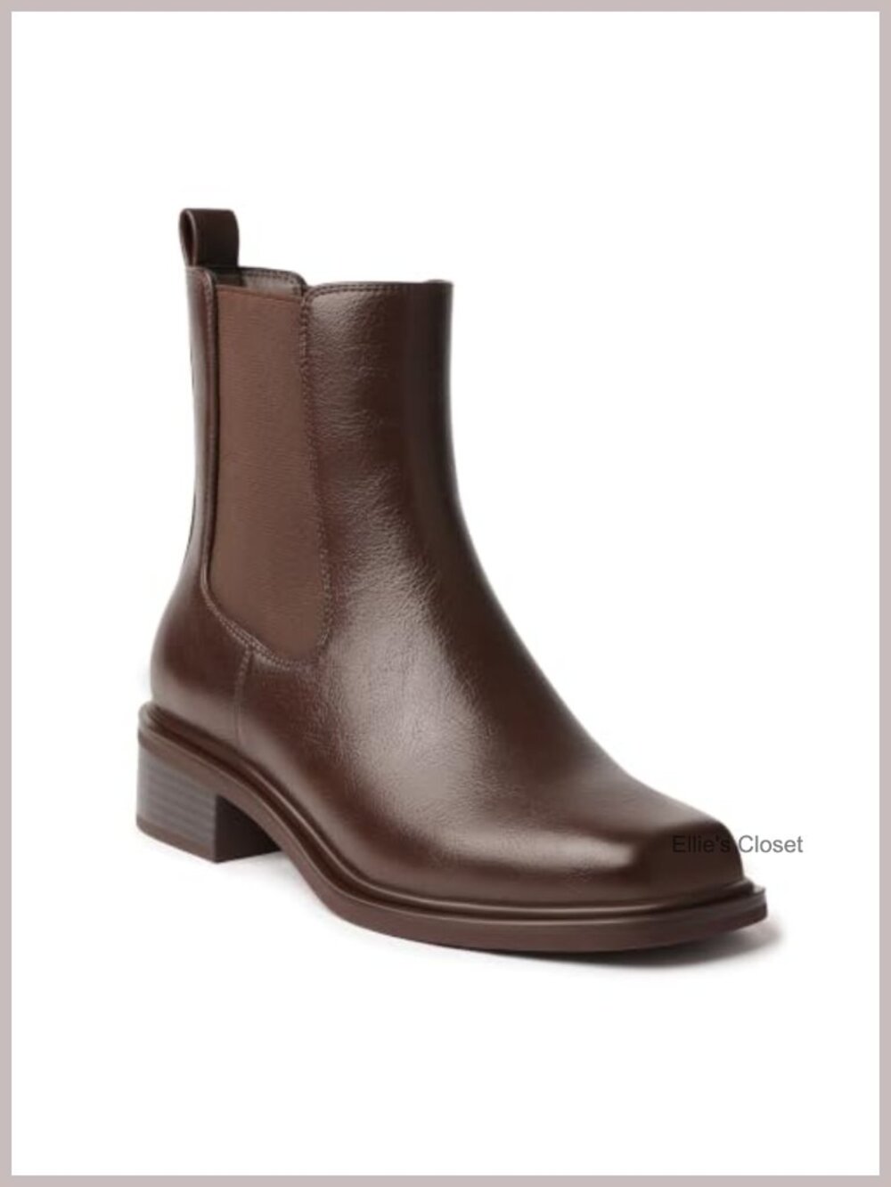 Women's Square Toe Chelsea Boots Block Chunky Heel PU Leather Ankle Booties